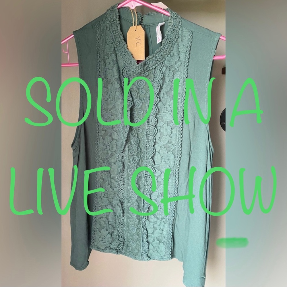 Green Sleeveless Tank with Crochet Detail